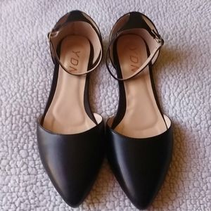 YDN D'Orsay Pointed Toe Ballet Flats Ankle Strap